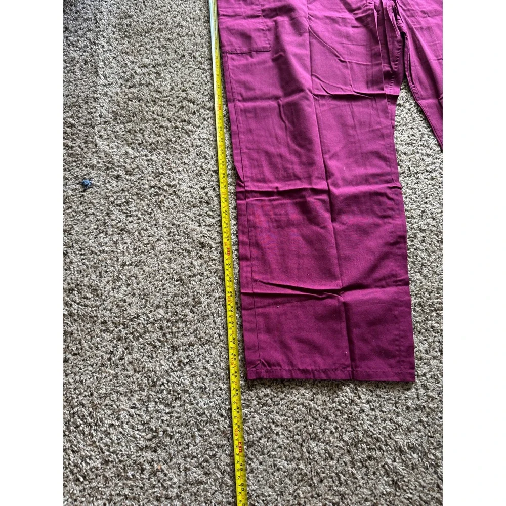 Cherokee Workwear Scrub Set 3XL Wine Burgundy V-Neck Top Drawstring Cargo Pants